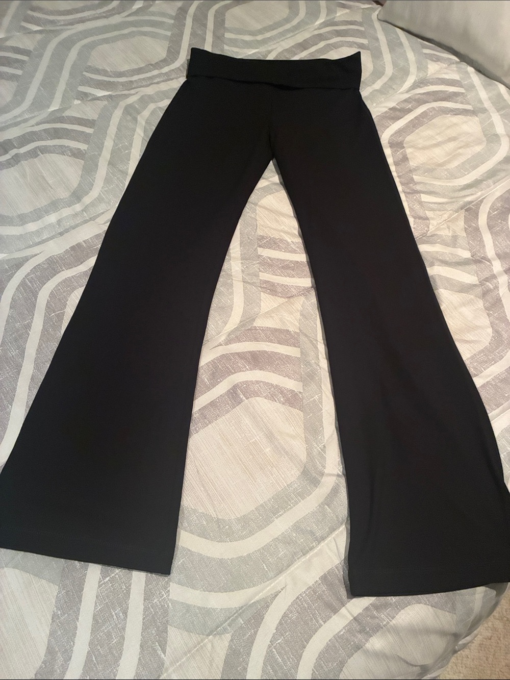 Victoria's Secret Black Wide Leg Fold Over Yoga Pants